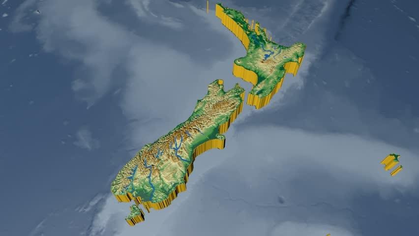 Mapa 3d nový zéland