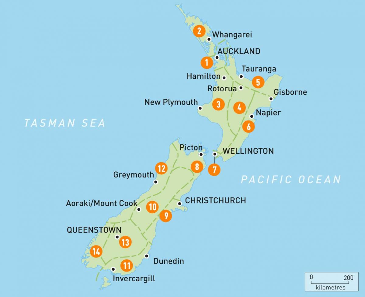 auckland na novém zélandu mapě