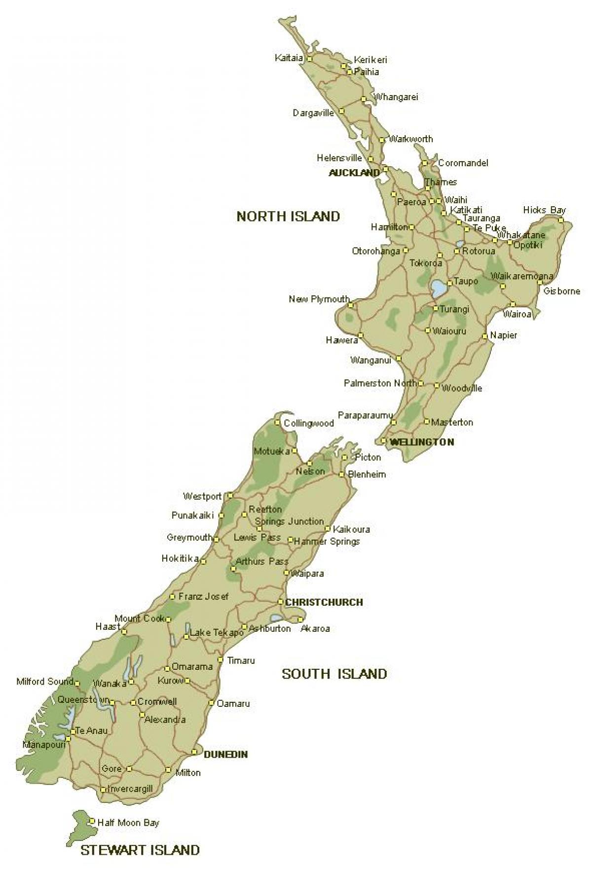 Mapa podrobná nový zéland