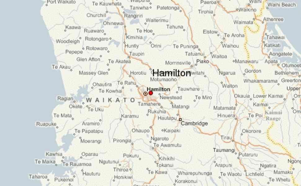 Mapa hamilton, nový zéland