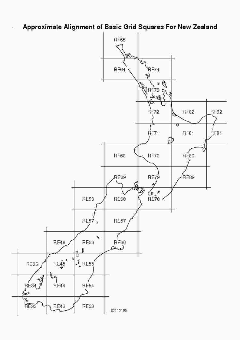 Mapa nového zélandu mřížky
