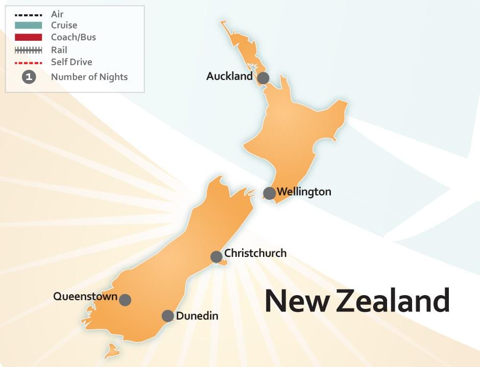 Mapa nového zélandu letišť