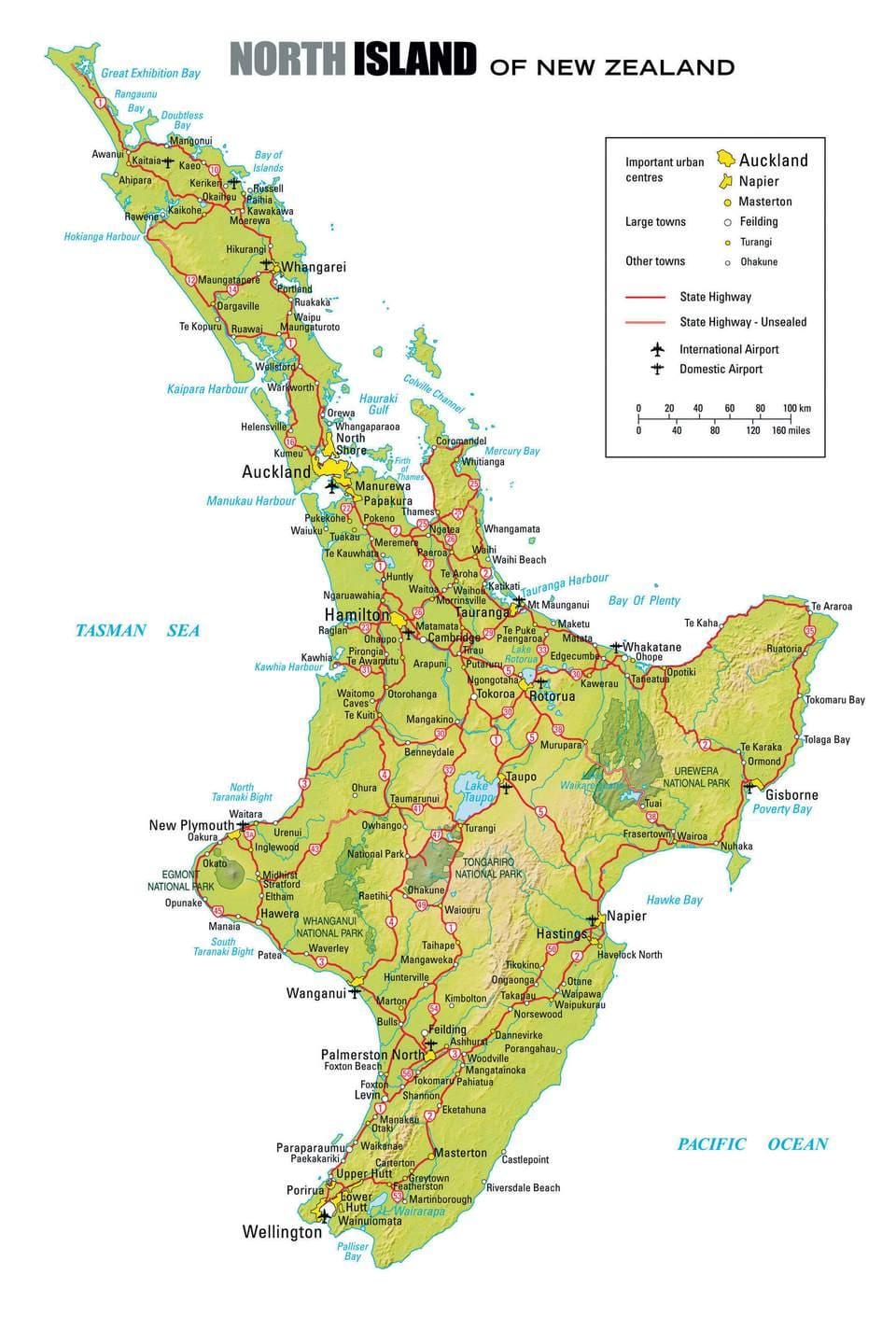 mapa severní nový zéland