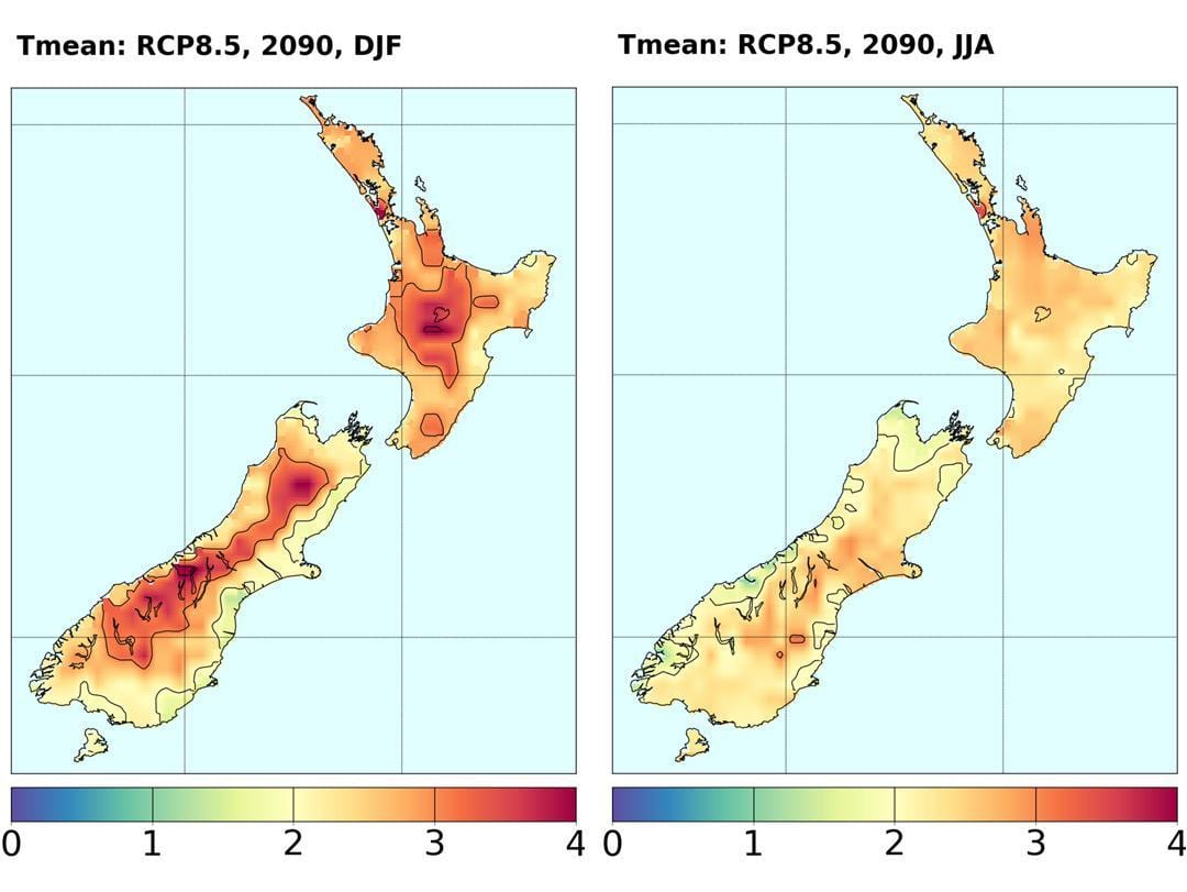 Mapa nového zélandu teplota