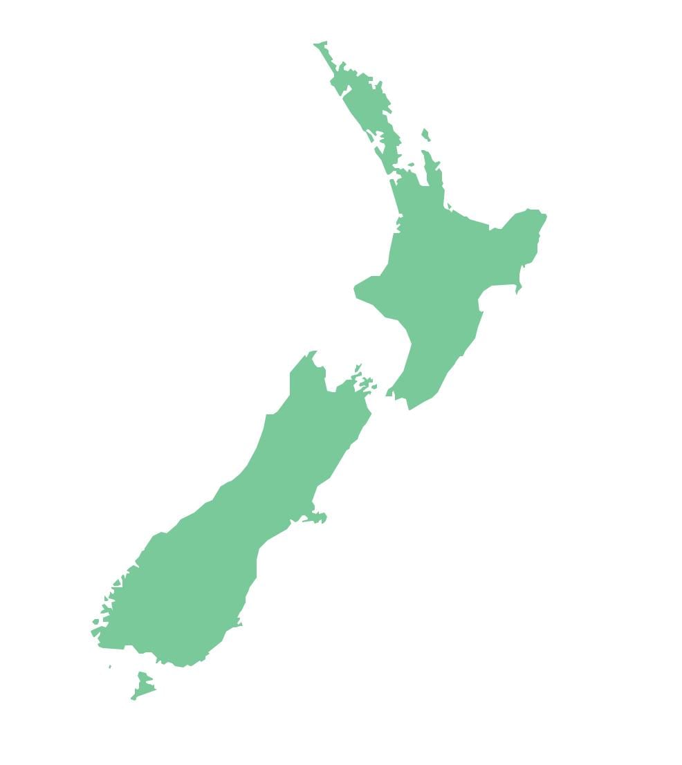 nový zéland mapa osnovy vektor