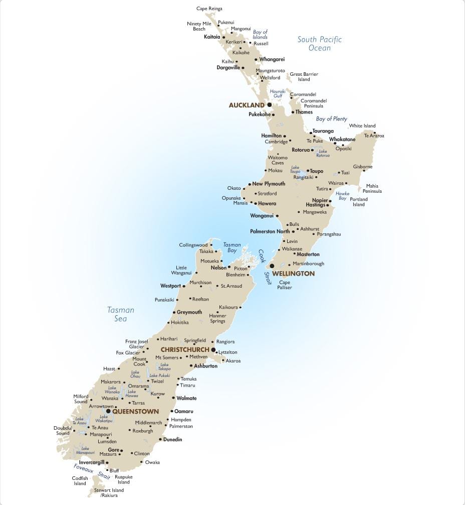Mapa nového zélandu se musí vidět