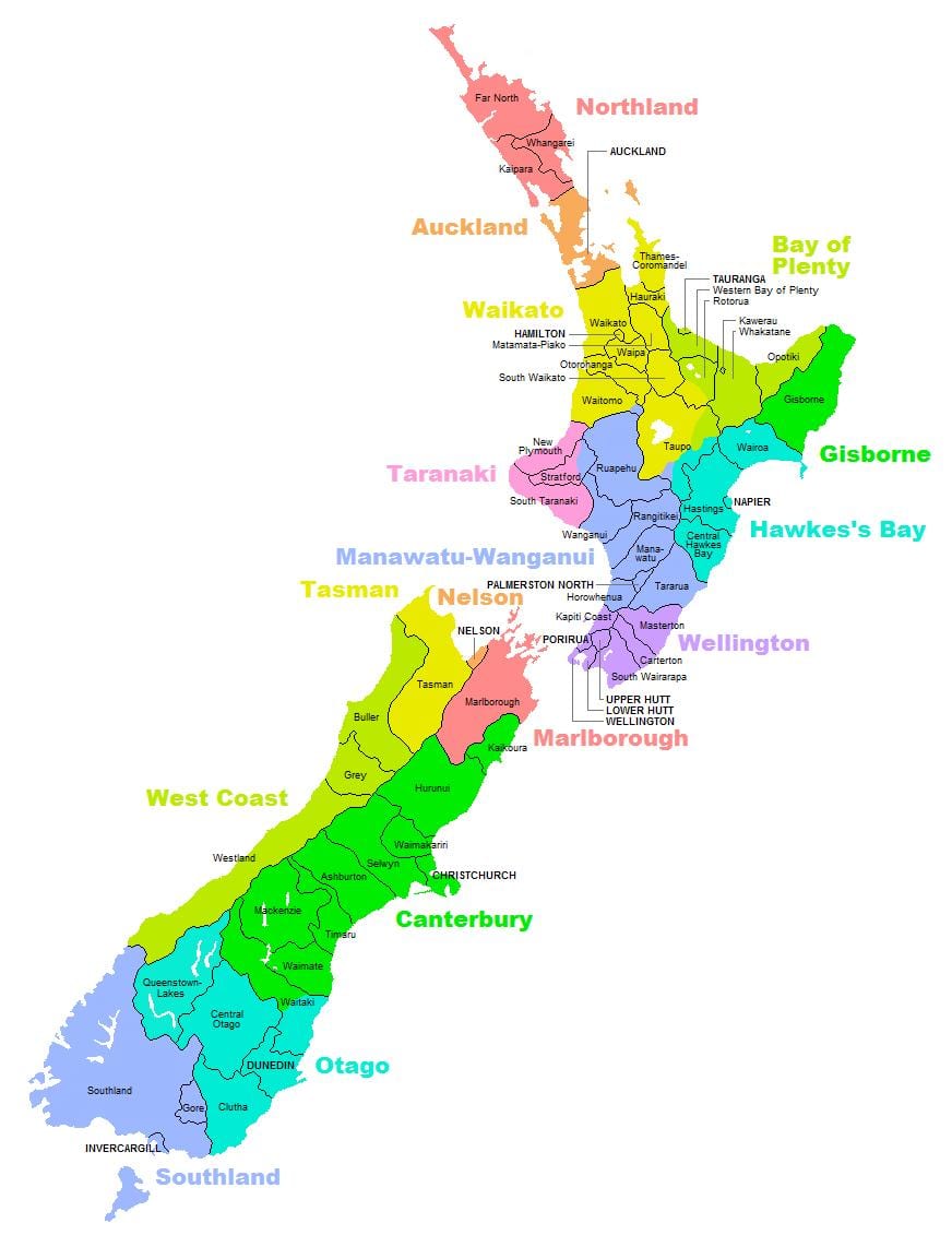 politická mapa austrálie a nový zéland
