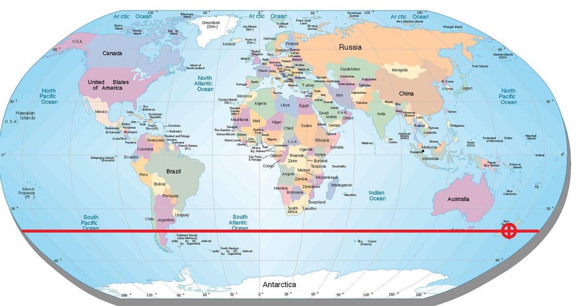 Mapa nového zélandu šířky