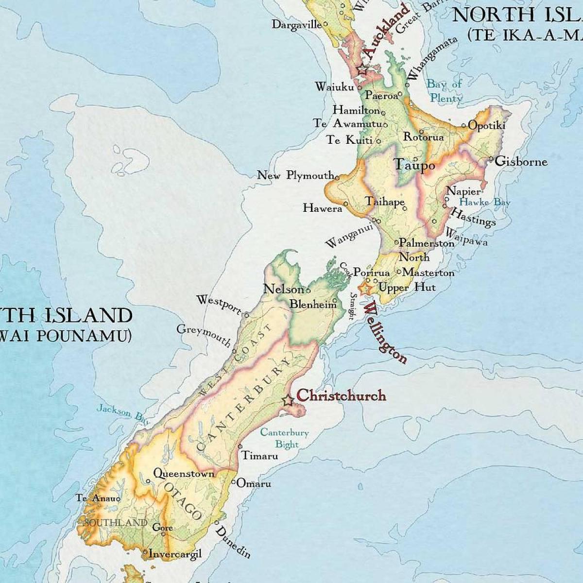 Mapa nového zélandu tisk