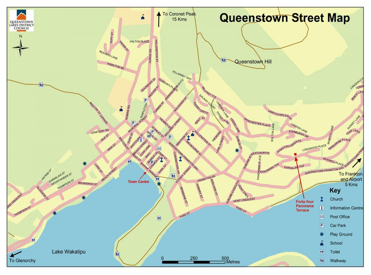 ulice mapa z queenstown nový zéland