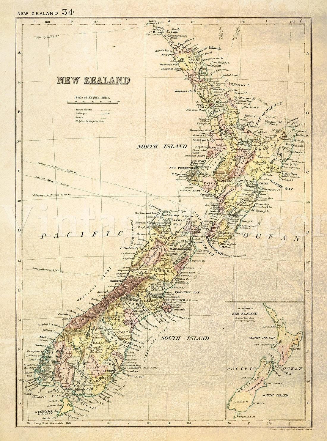 Mapa starý nový zéland