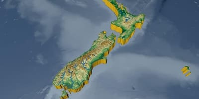 Mapa 3d nový zéland