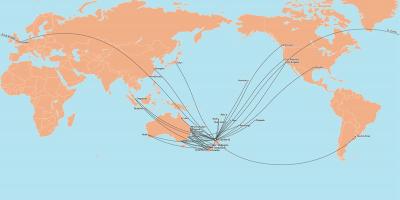 Air new zealand mapa trasy mezinárodní