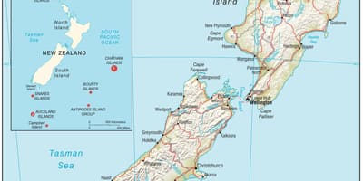Mapa nového zélandu-severní ostrov s vzdálenost