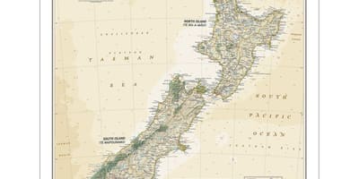 National geographic, nový zéland mapa
