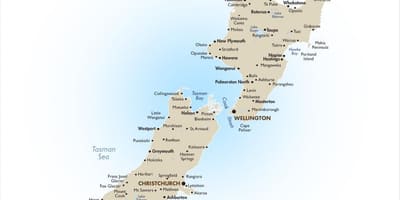 Mapa nový zéland jezera 