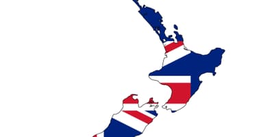 Mapu nového zélandu a vlajky