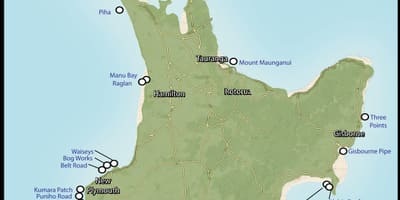 Mapa nového zélandu surf