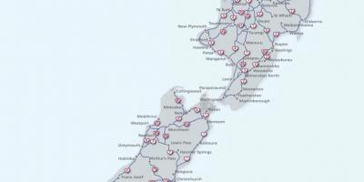 Nový zéland silnice mapa