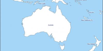 Obrys mapy austrálie a nový zéland