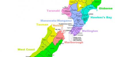 Nový zéland mapa okres