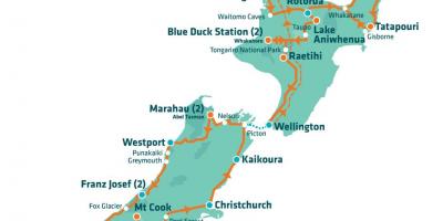 Nový zéland turistické atrakce mapa