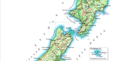 Mapa velké novém zélandu